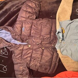 Blue Puffer Jacket with Hood and 4 hoodies